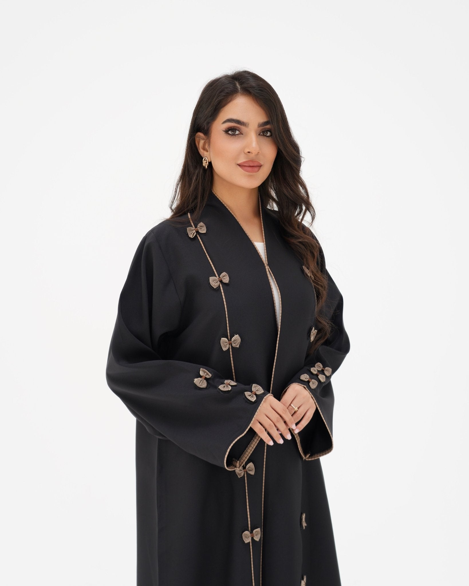 R 344 Black 3D Lace Abaya Abaya for Women UAE – Abaya – Rutba Fashion Abaya