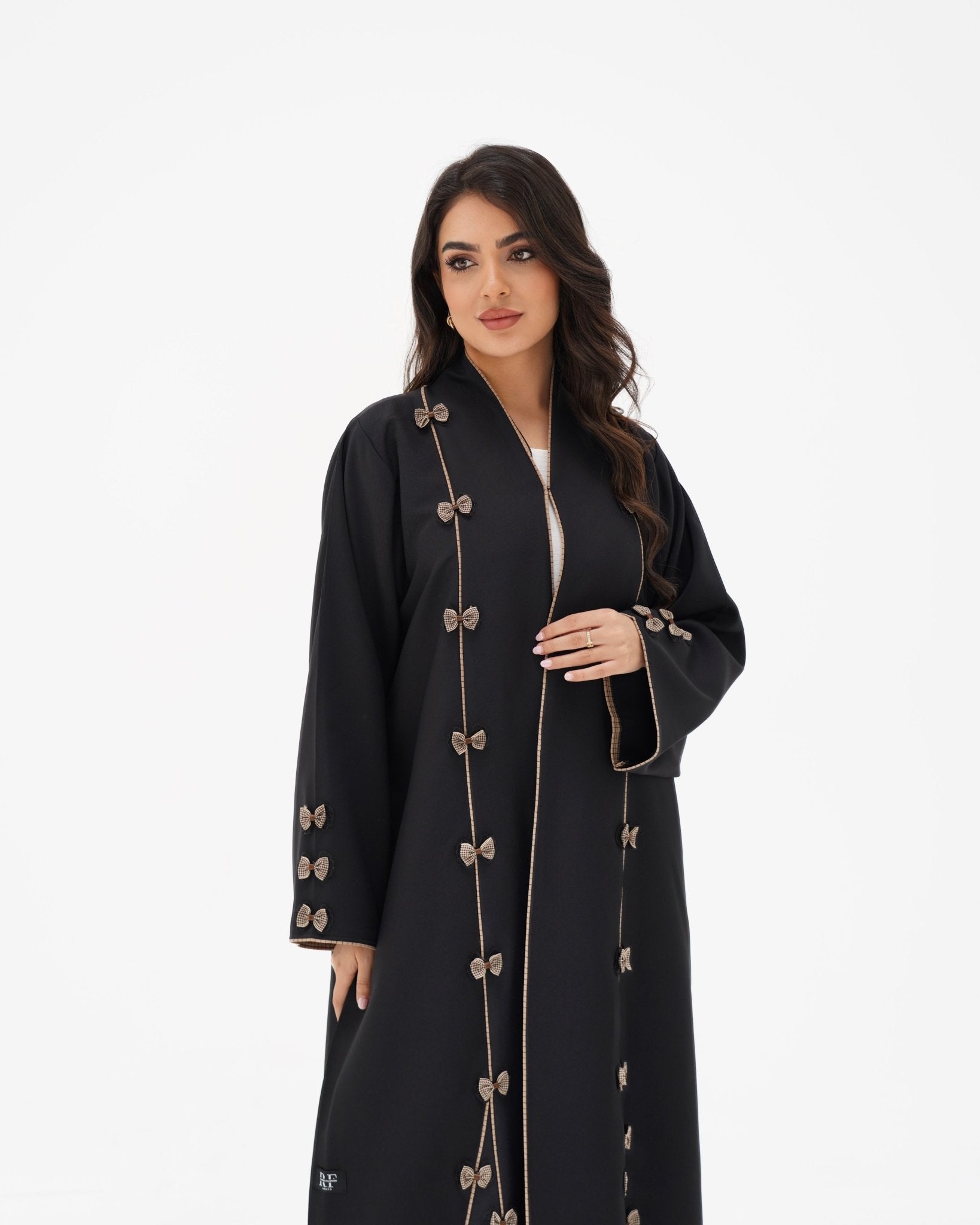 R 344 Black 3D Lace Abaya Abaya for Women UAE – Abaya – Rutba Fashion Abaya