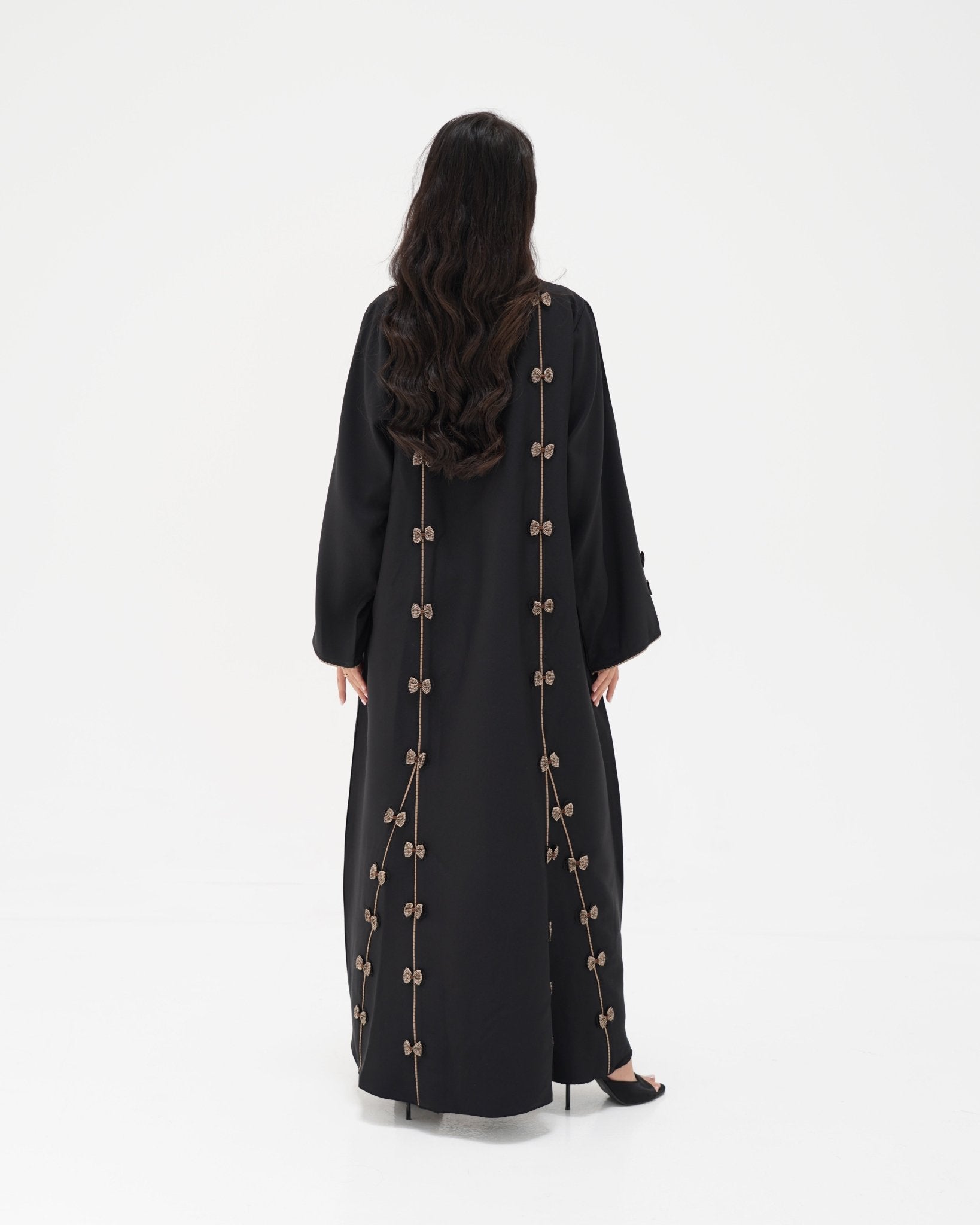 R 344 Black 3D Lace Abaya Abaya for Women UAE – Abaya – Rutba Fashion Abaya