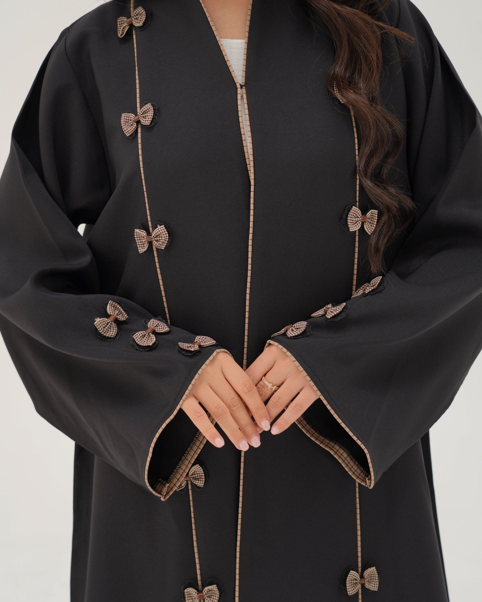 R 344 Black 3D Lace Abaya Abaya for Women UAE – Abaya – Rutba Fashion Abaya