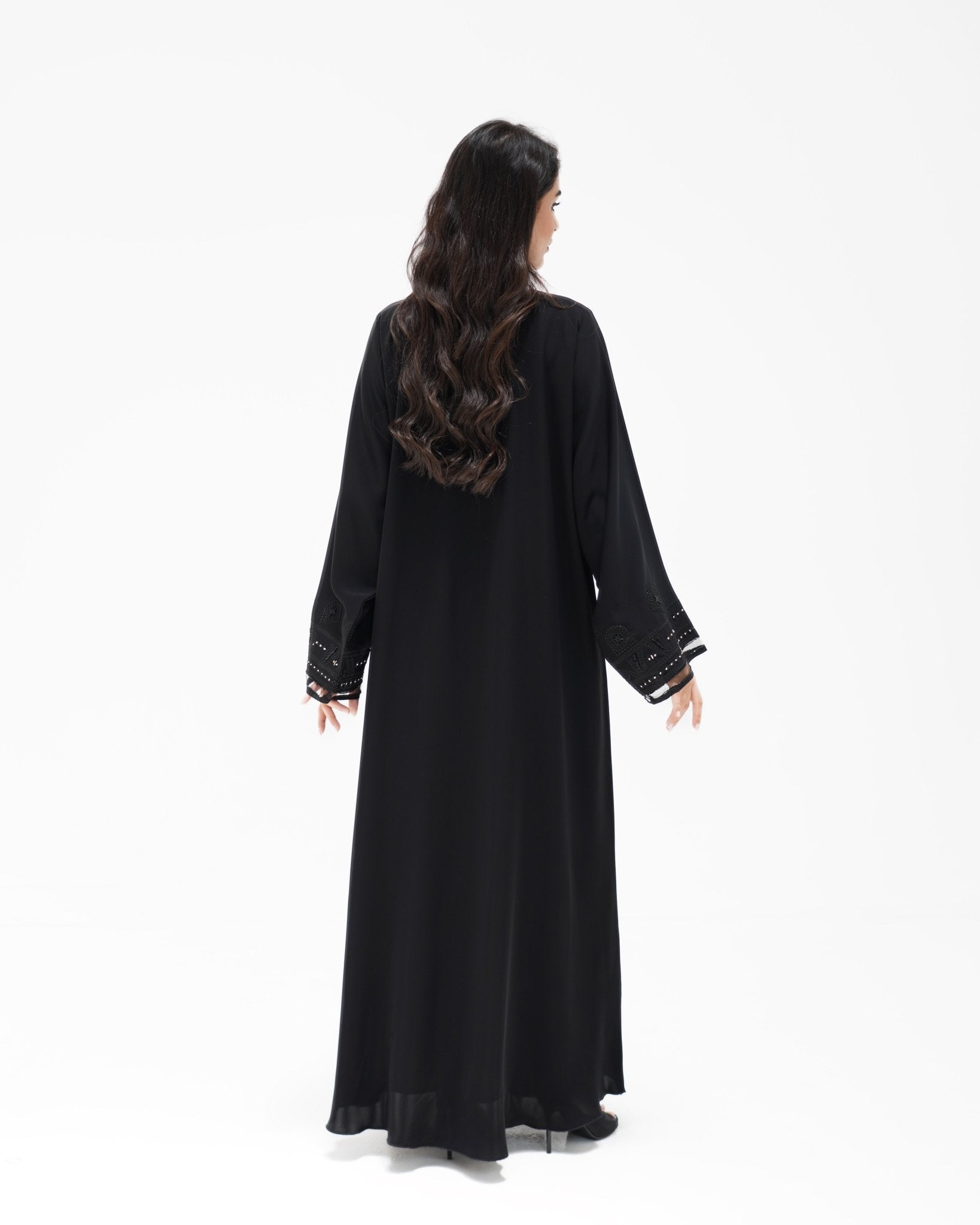 R 345 Black Kashmiri Embroidery Abaya Abaya for Women UAE – Abaya – Rutba Fashion Abaya