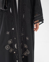 R 345 Black Kashmiri Embroidery Abaya Abaya for Women UAE – Abaya – Rutba Fashion Abaya