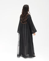 R 346 Black Aari Embroidery Organza Abaya Abaya for Women UAE – Abaya – Rutba Fashion Abaya