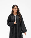 R 346 Black Aari Embroidery Organza Abaya Abaya for Women UAE – Abaya – Rutba Fashion Abaya