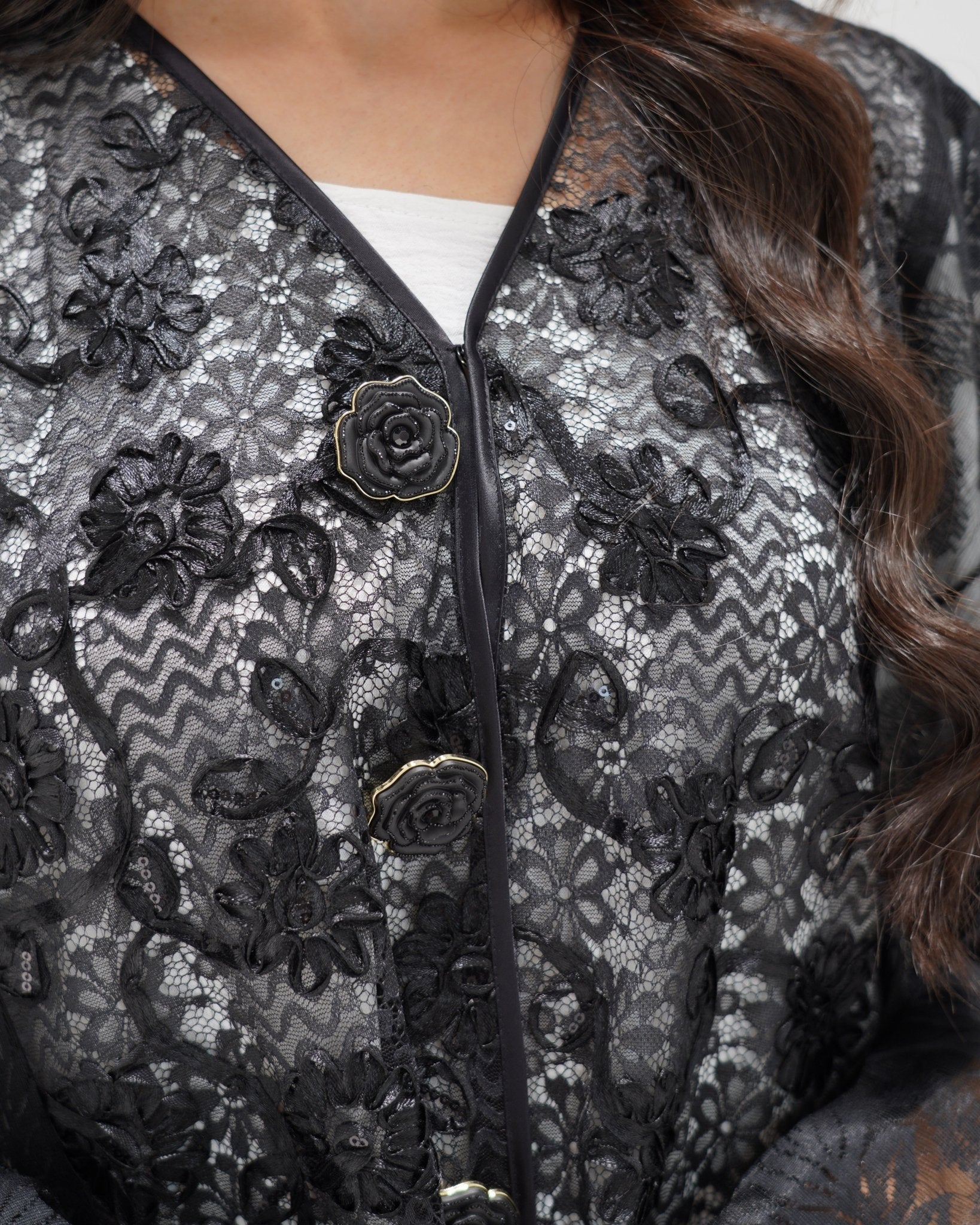 R 347 Black Dantel Abaya Abaya for Women UAE – Abaya – Rutba Fashion Abaya