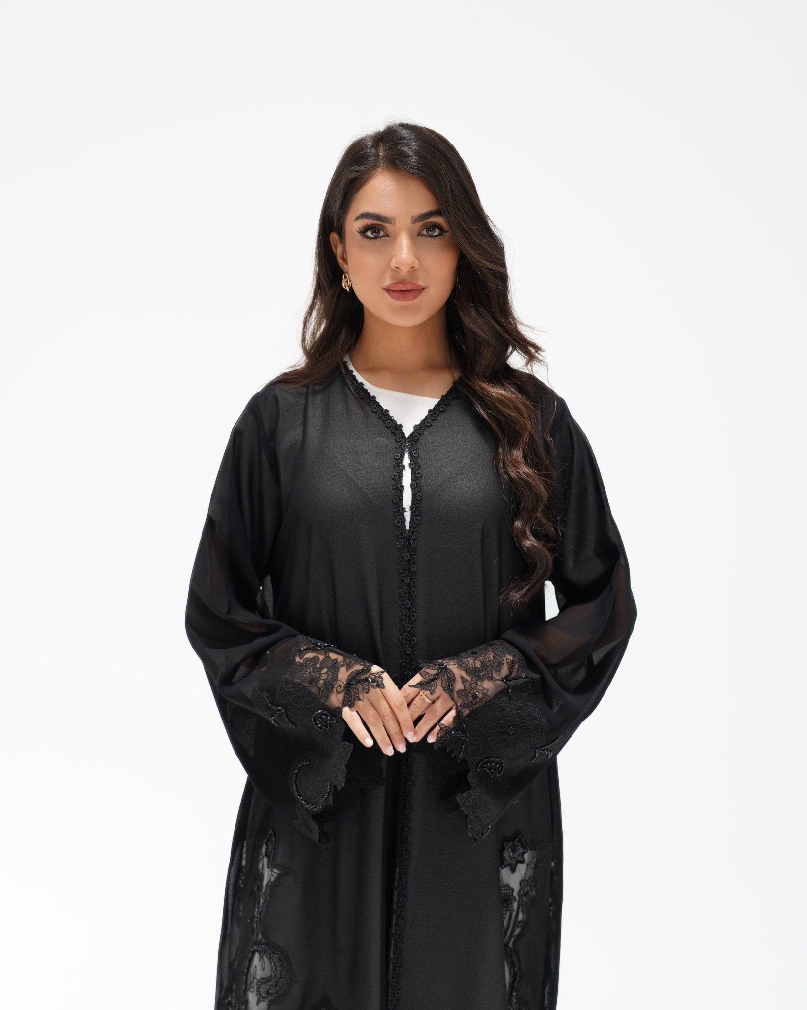R 348 Black Embroidery Abaya Abaya for Women UAE – Abaya – Rutba Fashion Abaya