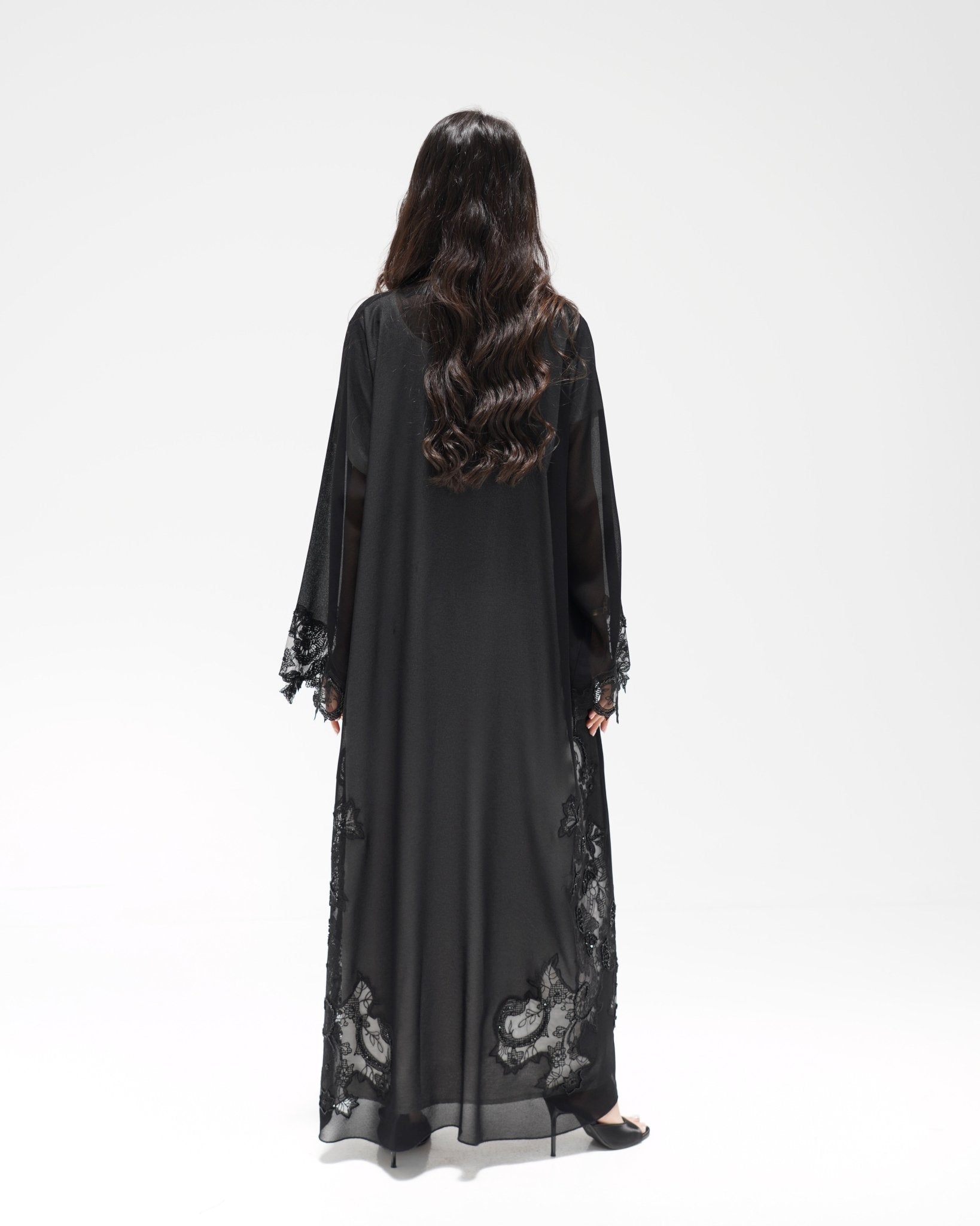 R 348 Black Embroidery Abaya Abaya for Women UAE – Abaya – Rutba Fashion Abaya