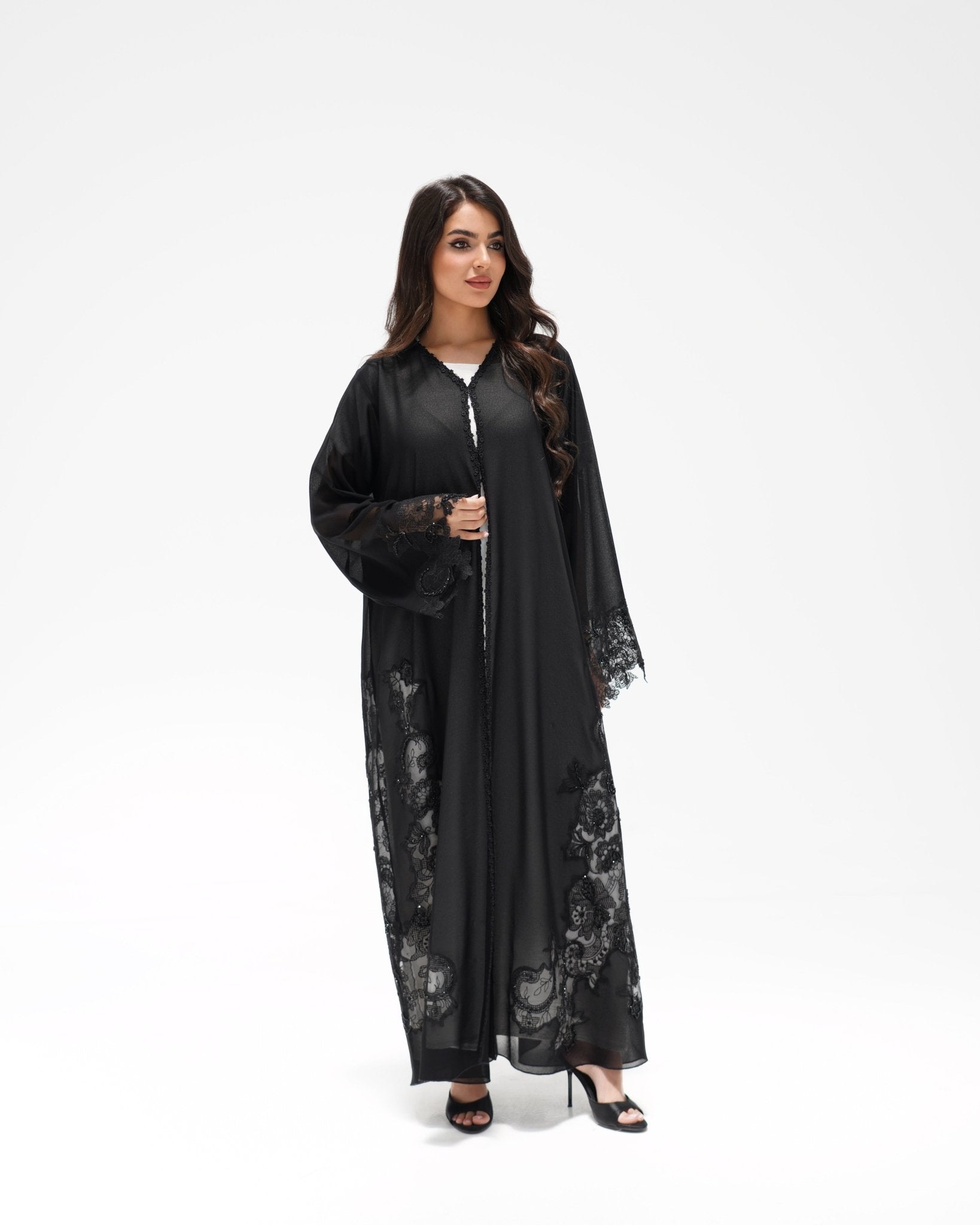 R 348 Black Embroidery Abaya Abaya for Women UAE – Abaya – Rutba Fashion Abaya