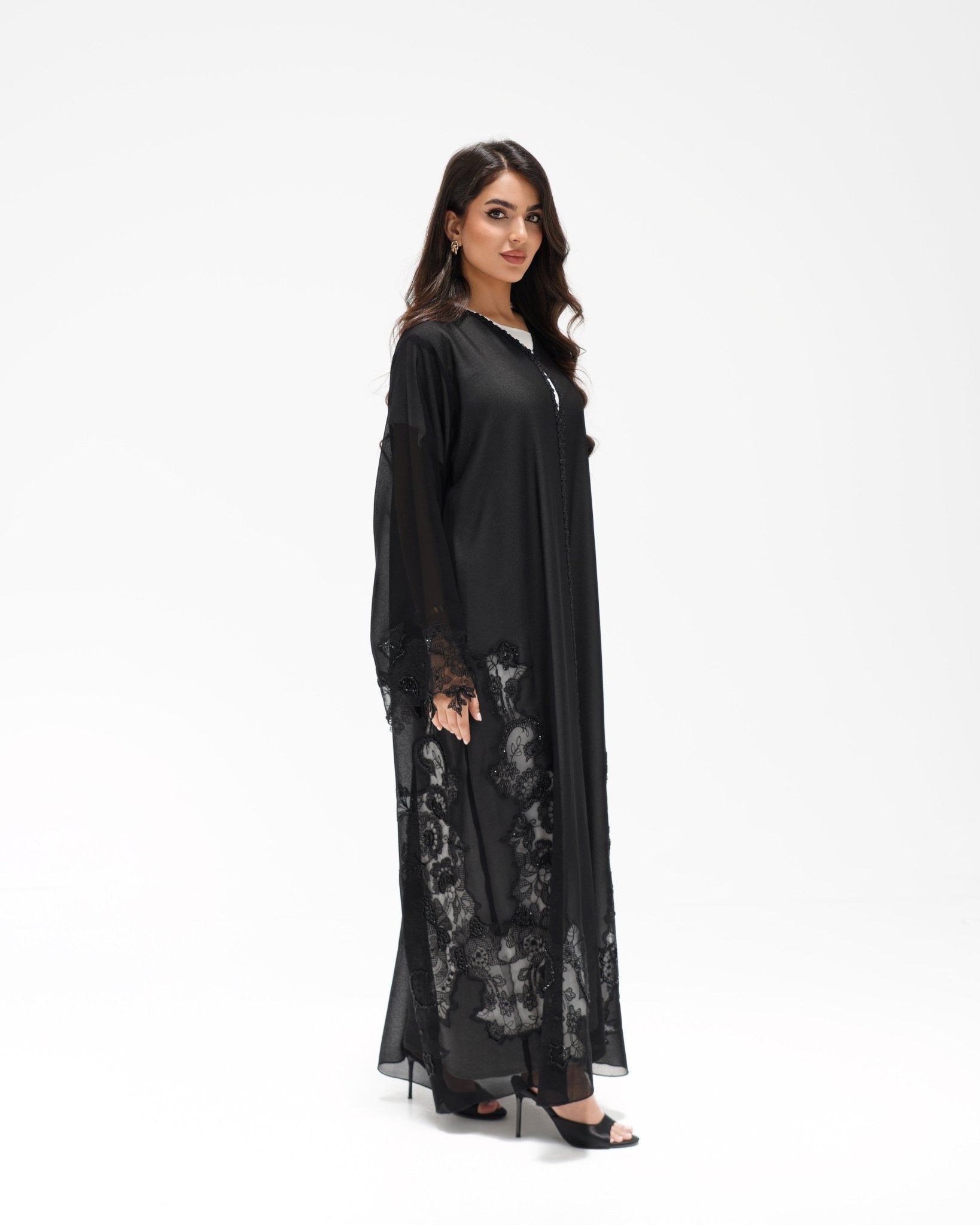 R 348 Black Embroidery Abaya Abaya for Women UAE – Abaya – Rutba Fashion Abaya