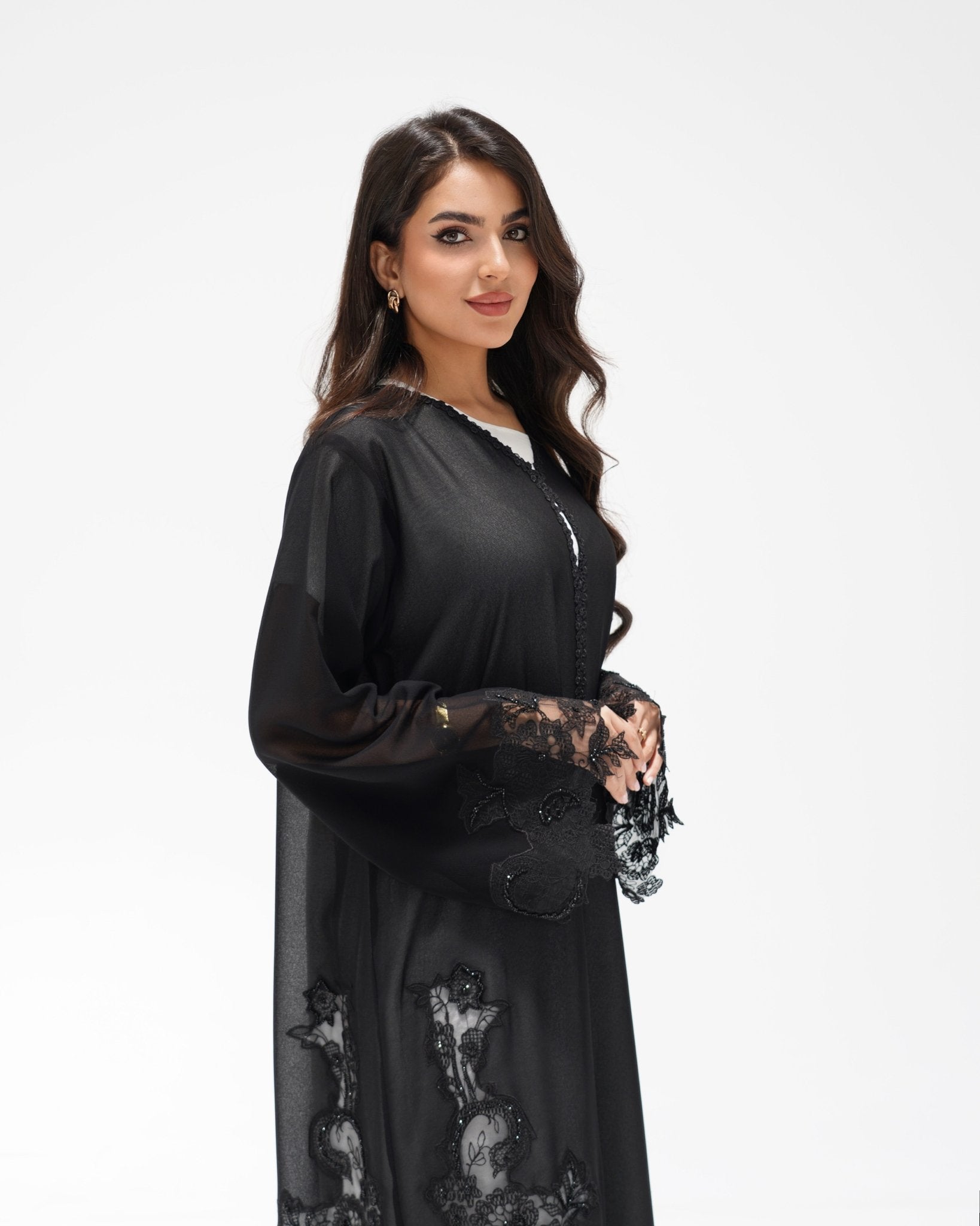 R 348 Black Embroidery Abaya Abaya for Women UAE – Abaya – Rutba Fashion Abaya
