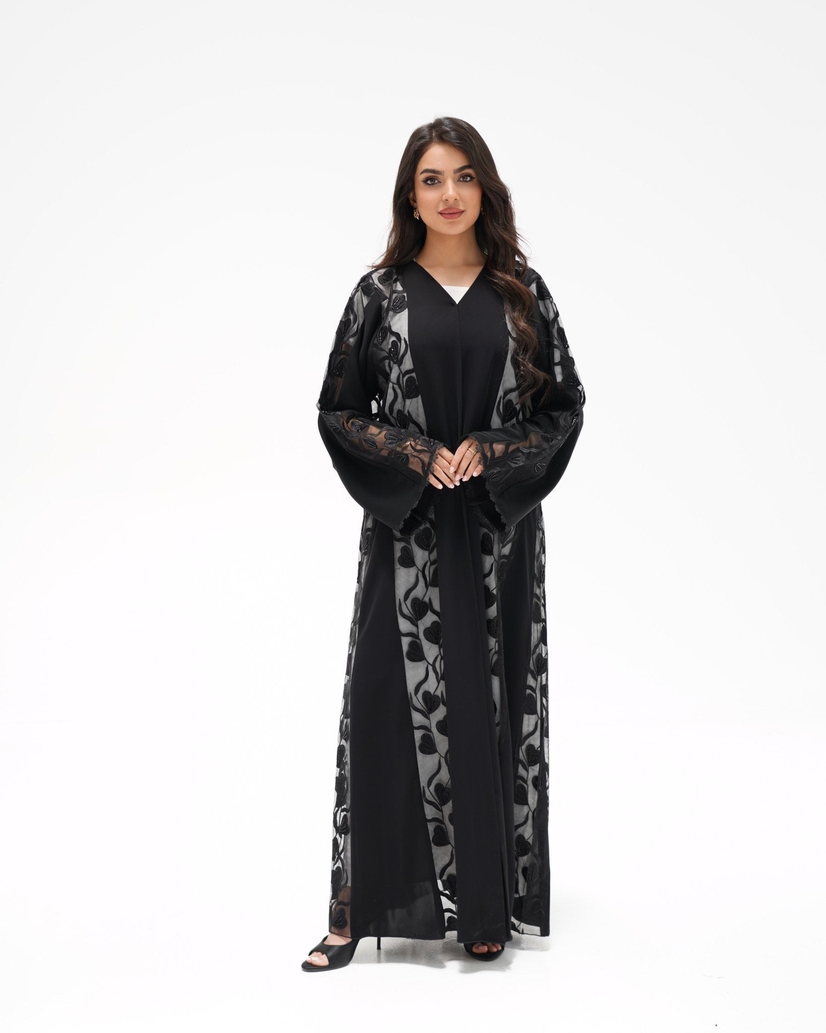 R 351 Black Premium Dantel Abaya Abaya for Women UAE – Abaya – Rutba Fashion Abaya