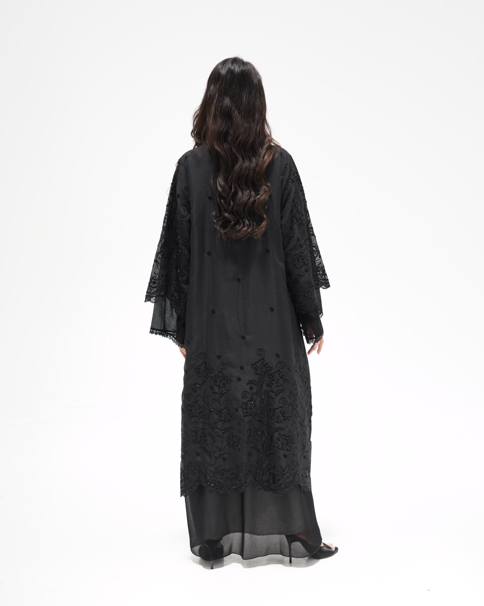 R 352 Black Premium Embroidery Abaya Abaya for Women UAE – Abaya – Rutba Fashion Abaya