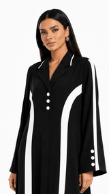 R 354 Black and White Abaya Abaya for Women UAE – Abaya – Rutba Fashion Abaya