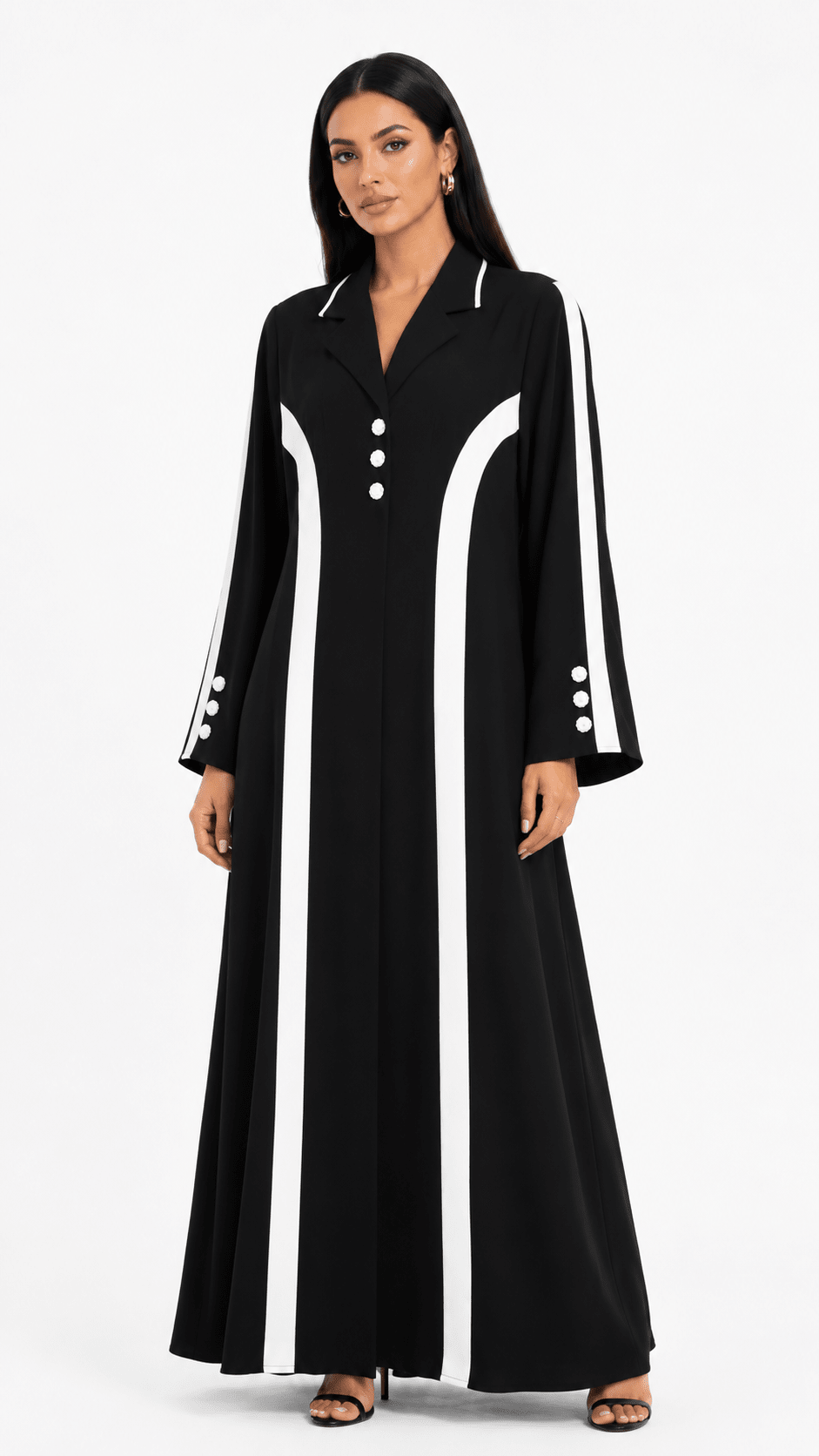 R 354 Black and White Abaya Abaya for Women UAE – Abaya – Rutba Fashion Abaya