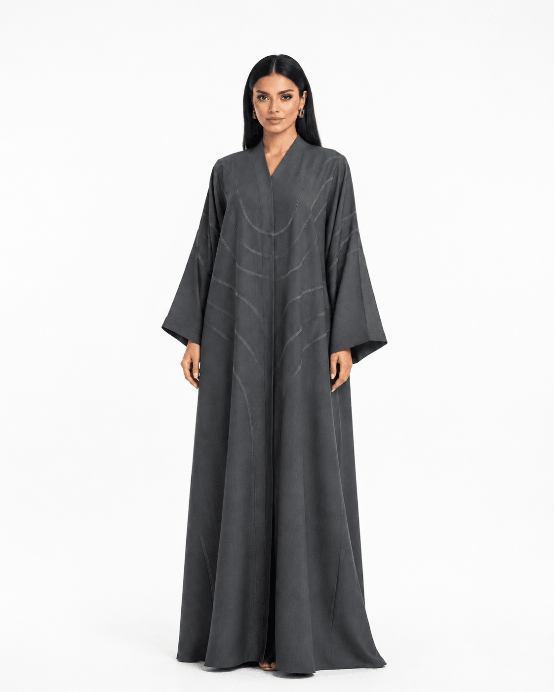 R 355 Dark Grey Embroidery Abaya Abaya for Women UAE – Abaya – Rutba Fashion Abaya