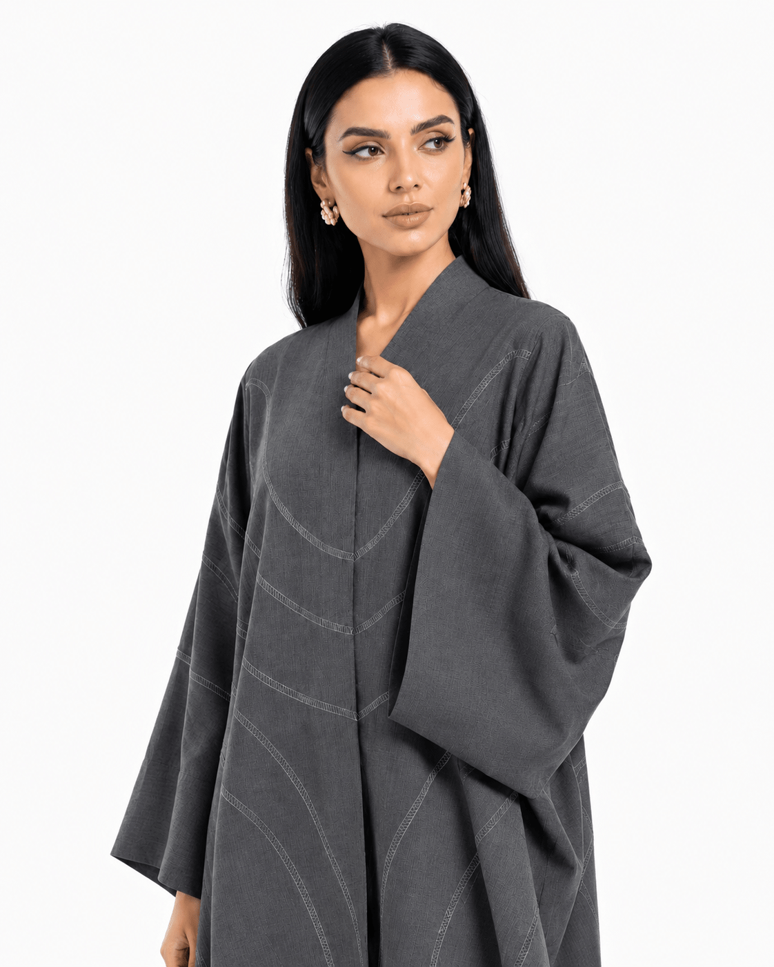 R 355 Dark Grey Embroidery Abaya Abaya for Women UAE – Abaya – Rutba Fashion Abaya
