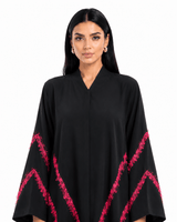 R 356 Black Abaya with Burgundy Lace Abaya for Women UAE – Abaya – Rutba Fashion Abaya