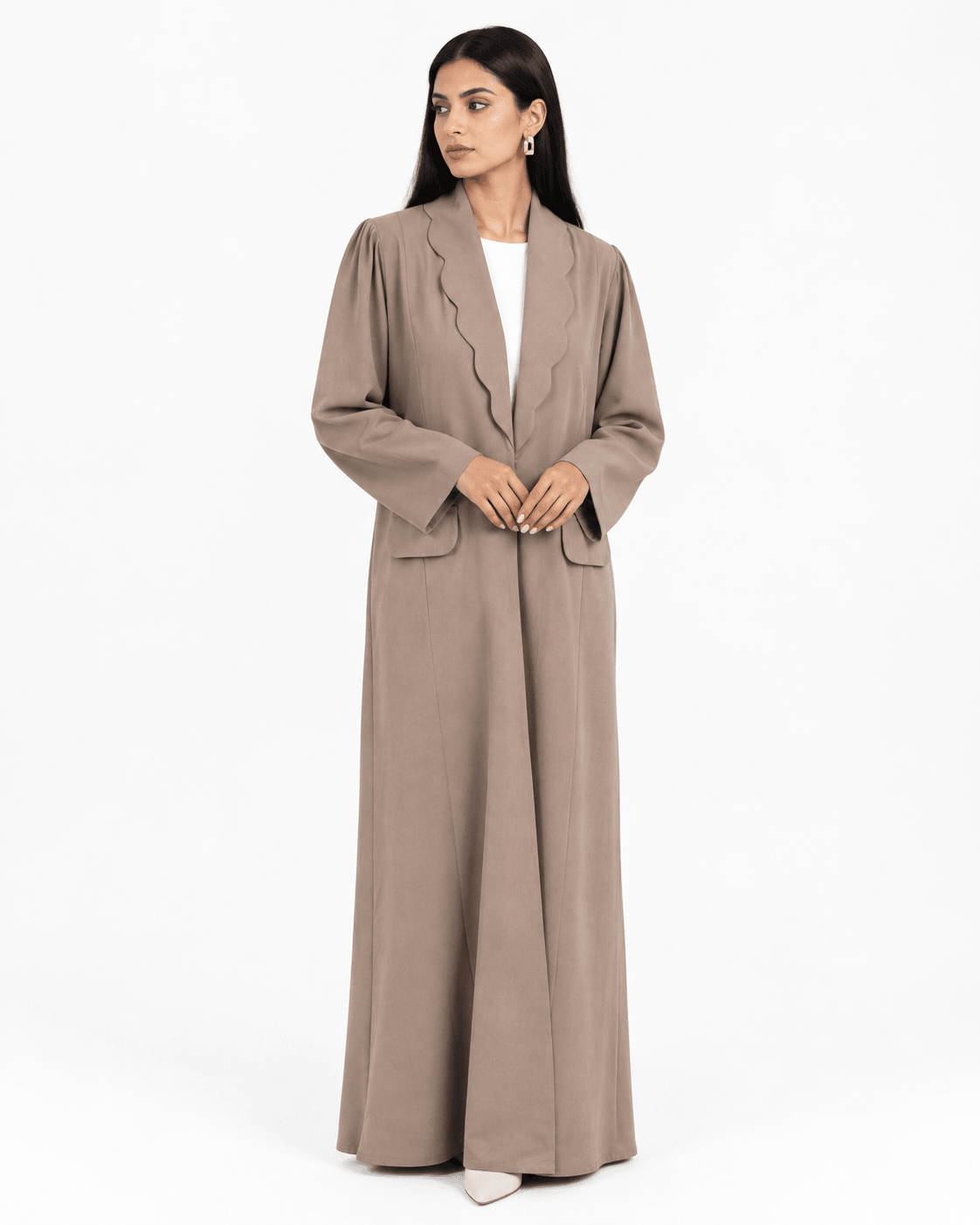 R 357 Mocha Beige Turkish Coat Style Abaya Abaya for Women UAE – Abaya – Rutba Fashion Abaya