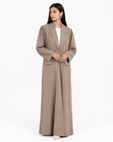 R 357 Mocha Beige Turkish Coat Style Abaya Abaya for Women UAE – Abaya – Rutba Fashion Abaya