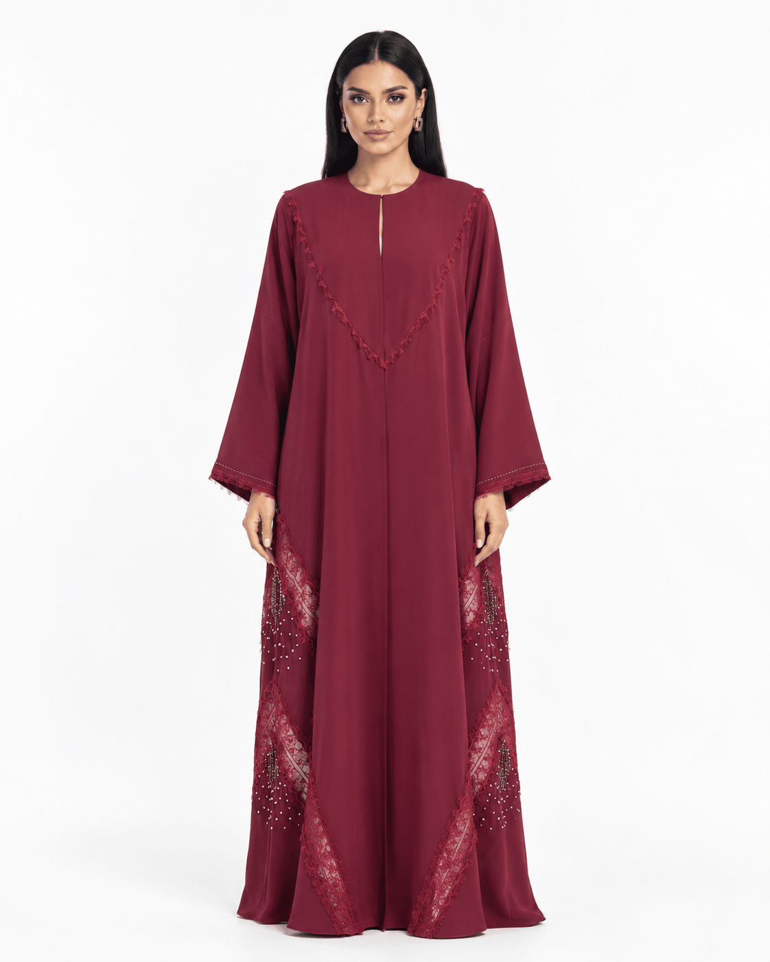 R 358 Burgundy Beaded Abaya Abaya for Women UAE – Abaya – Rutba Fashion Abaya