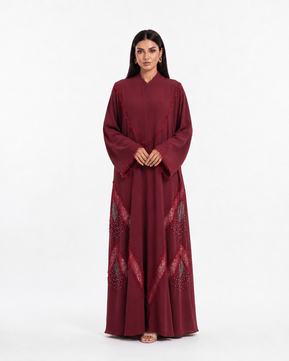 R 358 Burgundy Beaded Abaya Abaya for Women UAE – Abaya – Rutba Fashion Abaya