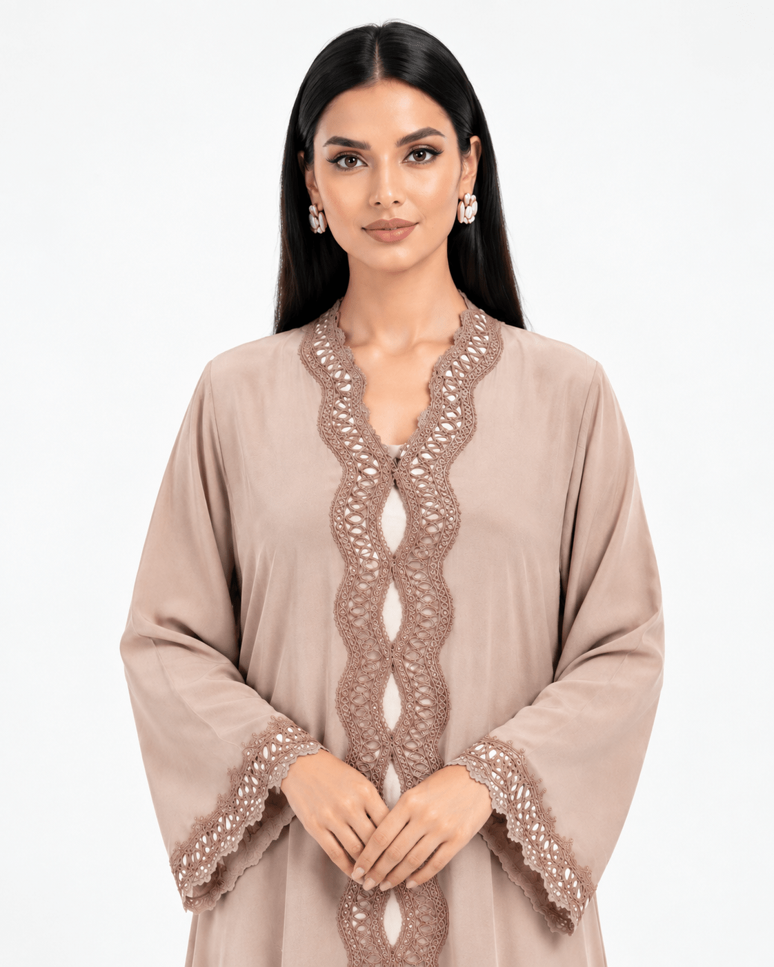 R 361 Dusty Mocha Lace Abaya Abaya for Women UAE – Abaya – Rutba Fashion Abaya