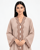 R 361 Dusty Mocha Lace Abaya Abaya for Women UAE – Abaya – Rutba Fashion Abaya