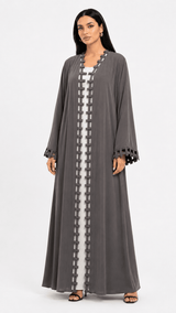 R 362 Charcoal Classic Cut Work Abaya Abaya for Women UAE – Abaya – Rutba Fashion Abaya
