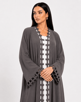 R 362 Charcoal Classic Cut Work Abaya Abaya for Women UAE – Abaya – Rutba Fashion Abaya