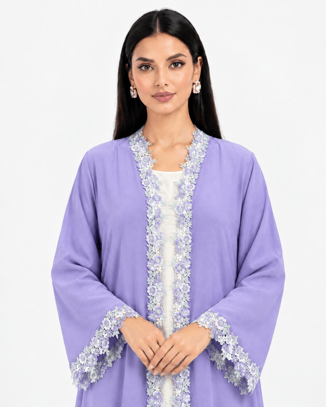 R 363 Lilac Purple Lace Abaya Abaya for Women UAE – Abaya – Rutba Fashion Abaya