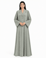 R 364 Soft Sage-Grey Lace Abaya Abaya for Women UAE – Abaya – Rutba Fashion Abaya