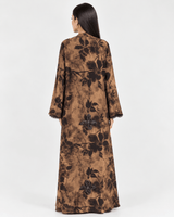 R 367 Rich Caramel-Brown Floral Printed Abaya Abaya for Women UAE – Abaya – Rutba Fashion Abaya