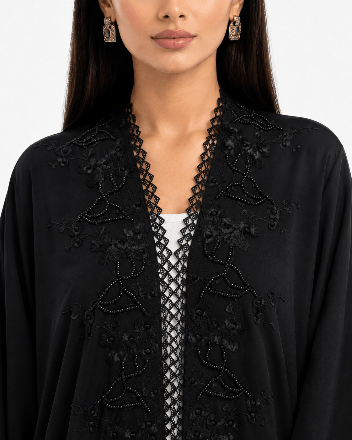 R 368 Black Lace Abaya Abaya for Women UAE – Abaya – Rutba Fashion Abaya