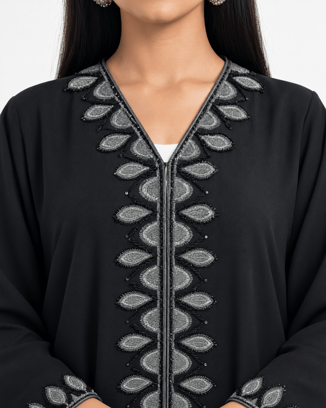 R 369 Black Embroidery Abaya Abaya for Women UAE – Abaya – Rutba Fashion Abaya