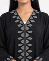 R 369 Black Embroidery Abaya Abaya for Women UAE – Abaya – Rutba Fashion Abaya