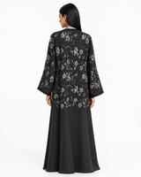 R 370 Black Floral Abaya Abaya for Women UAE – Abaya – Rutba Fashion Abaya