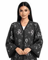 R 370 Black Floral Abaya Abaya for Women UAE – Abaya – Rutba Fashion Abaya