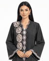 R 371 Charcoal Floral Lace Abaya Abaya for Women UAE – Abaya – Rutba Fashion Abaya