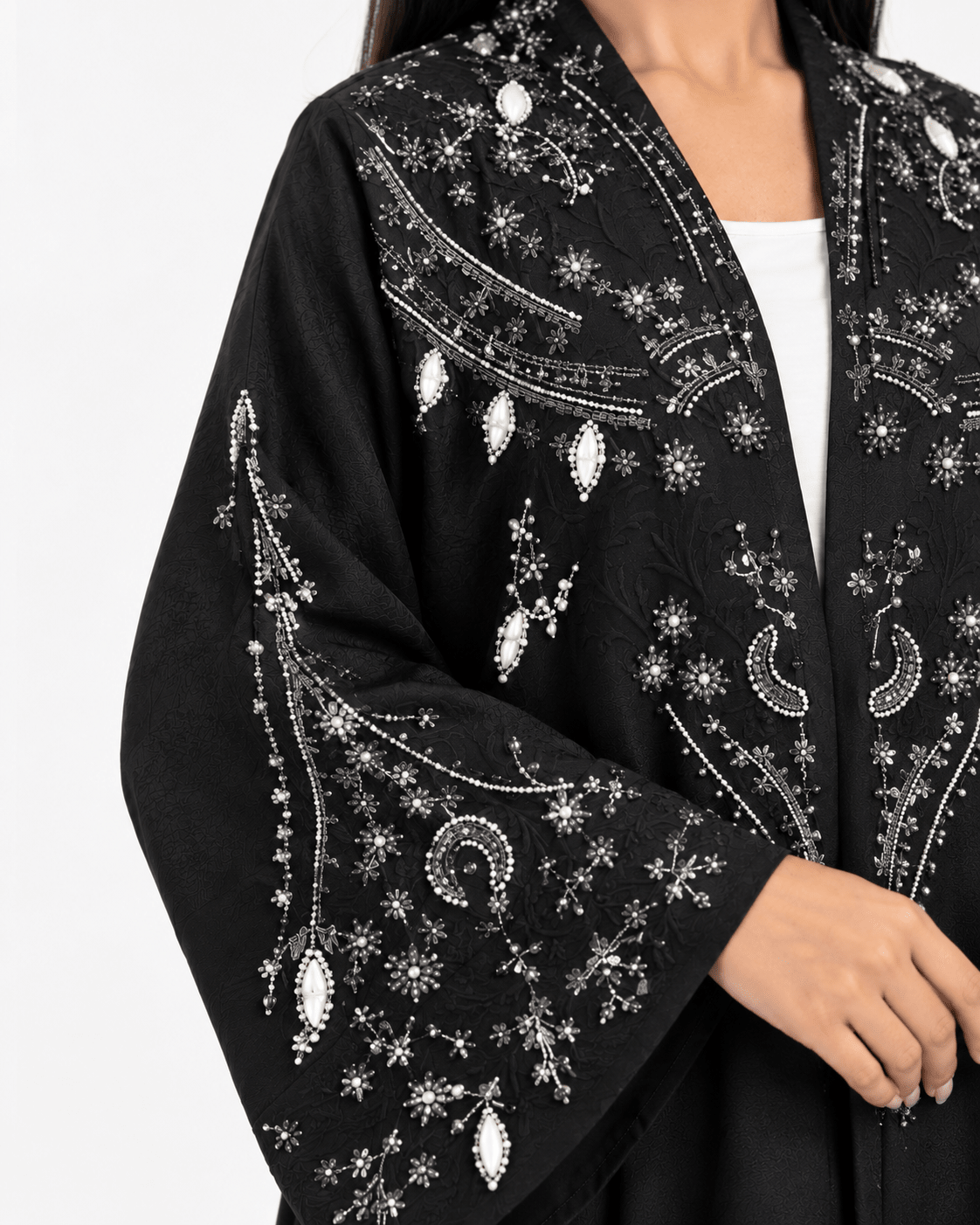 R 372 Black Soft Satin Abaya Abaya for Women UAE – Abaya – Rutba Fashion Abaya
