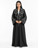 R 372 Black Soft Satin Abaya Abaya for Women UAE – Abaya – Rutba Fashion Abaya
