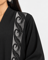 R 374 Black Embroidered Lace Office Wear Abaya Abaya for Women UAE – Abaya – Rutba Fashion Abaya