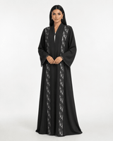 R 374 Black Embroidered Lace Office Wear Abaya Abaya for Women UAE – Abaya – Rutba Fashion Abaya