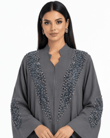 R 376 Grey Beaded Office Wear Abaya Abaya for Women UAE – Abaya – Rutba Fashion Abaya