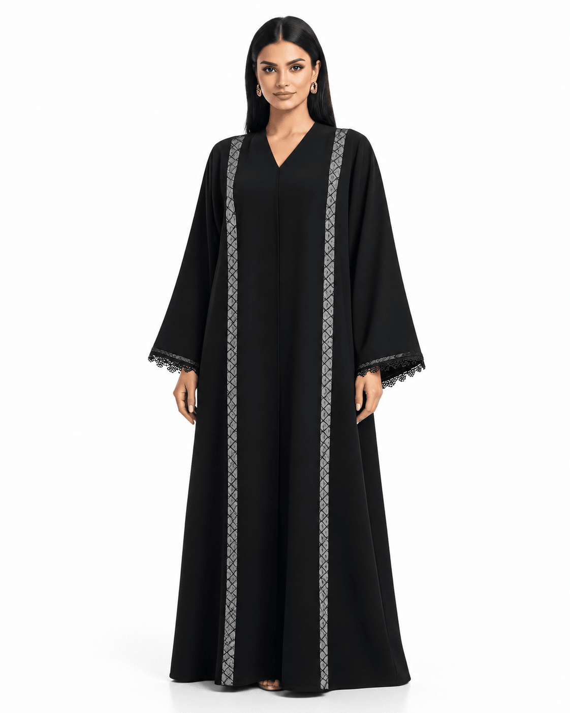 R 377 Black Lace Beaded Abaya Abaya for Women UAE – Abaya – Rutba Fashion Abaya
