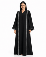 R 377 Black Lace Beaded Abaya Abaya for Women UAE – Abaya – Rutba Fashion Abaya