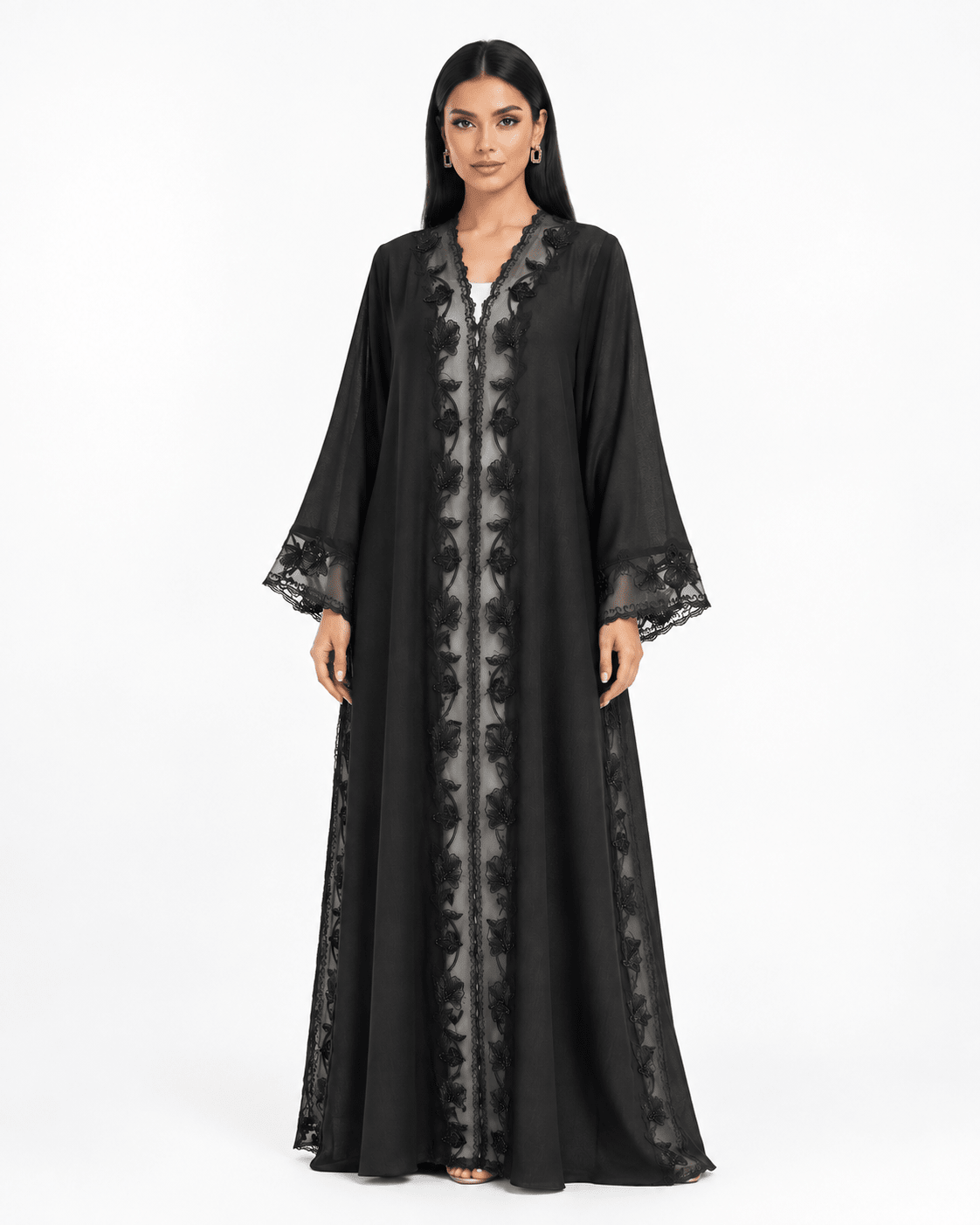 R 384 Black Elegant Occasion Abaya Abaya for Women UAE – Abaya – Rutba Fashion Abaya