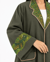 R 387 Olive Green Coat Style Abaya Abaya for Women UAE – Abaya – Rutba Fashion Abaya
