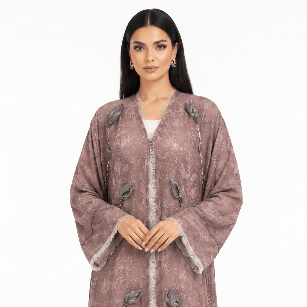 R 388 Dusty Rose Elegant Abaya Abaya for Women UAE – Abaya – Rutba Fashion Abaya