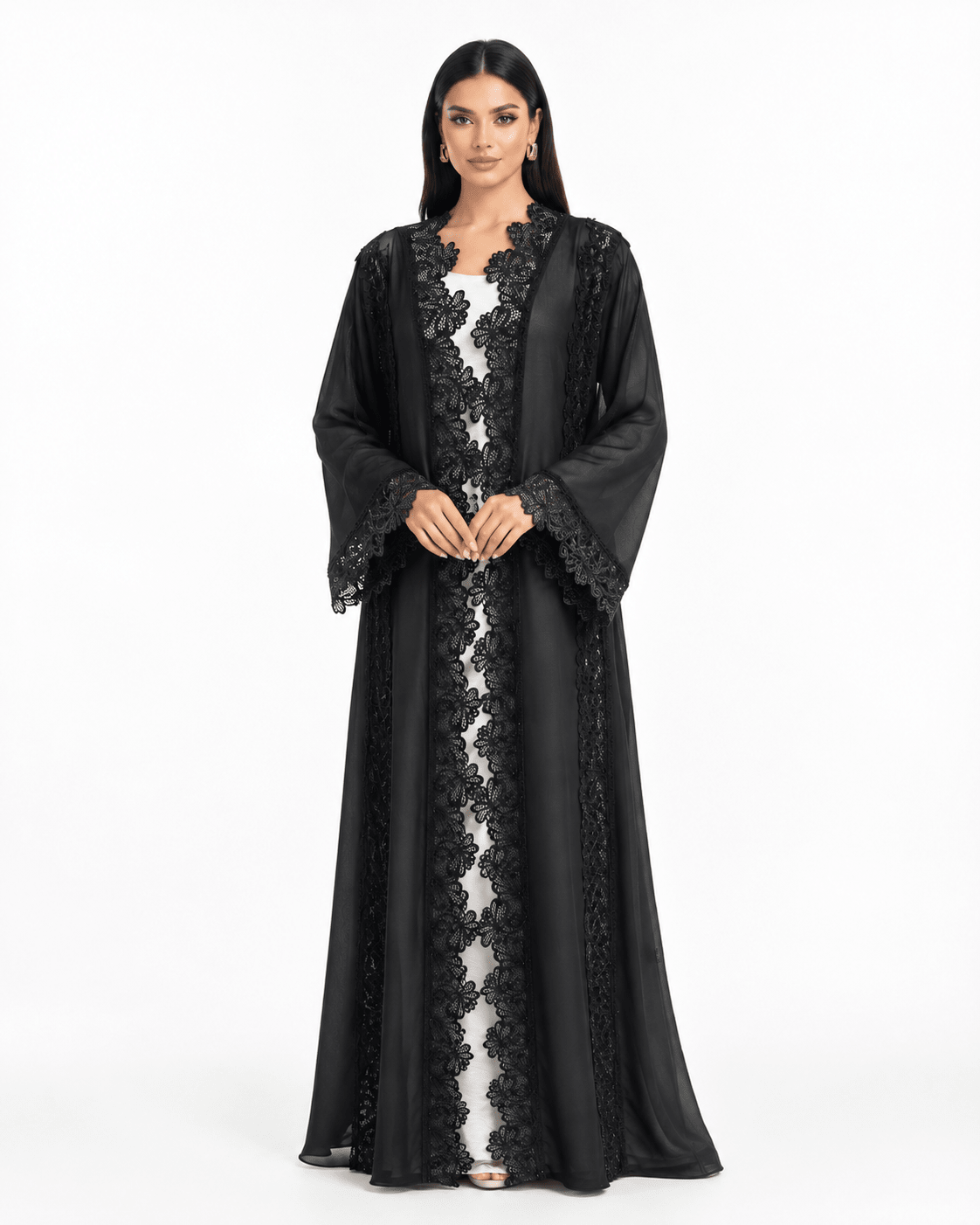 R 390 Black Elegant Evening Abaya Abaya for Women UAE – Abaya – Rutba Fashion Abaya