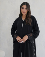 R123 Black dantel Abaya Set Abaya for Women UAE – Abaya – Rutba Fashion Abaya